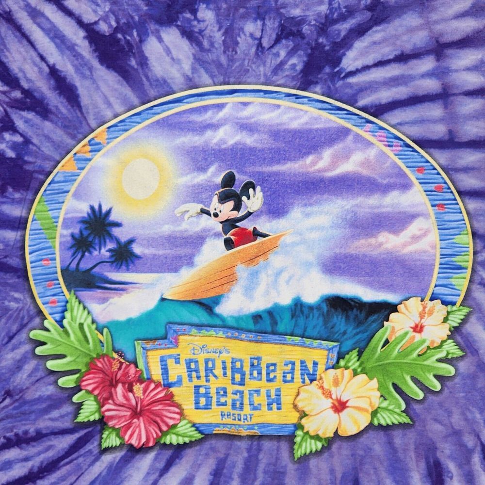 Vintage Walt Disney Mikey Mouse Caribbean Beach Resort Tye Dye T Shirt Mens M